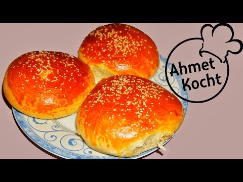 Burger Brötchen | Burger Buns | AhmetKocht | amerikanisch backen | Folge 235
