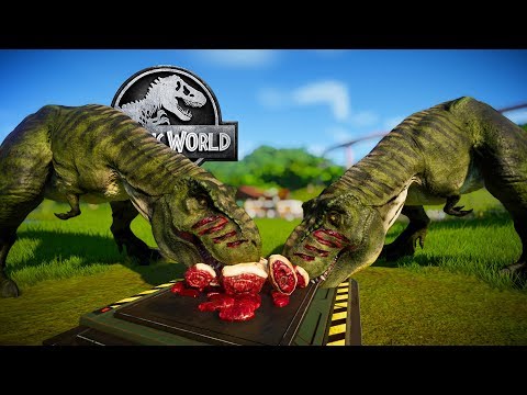 2 Tyrannosaurus Rex Vs 2 Acrocanthosaurus Vs 2 Giganotosaurus - Jurassic World Evolution