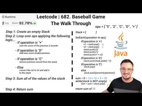 Leetcode 682 Baseball Game In Java Stack Based Solution