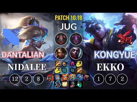 DRX Dantalian Nidalee vs ahq Kongyue Ekko Jungle - KR Patch 10.18
