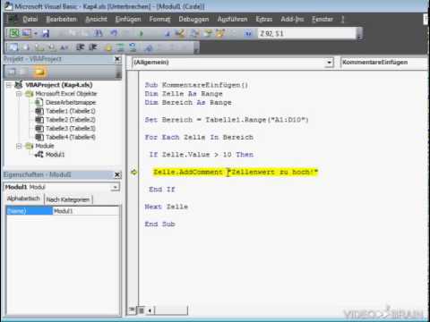 Kommentare in Zellen schreiben - Excel VBA Episode 25