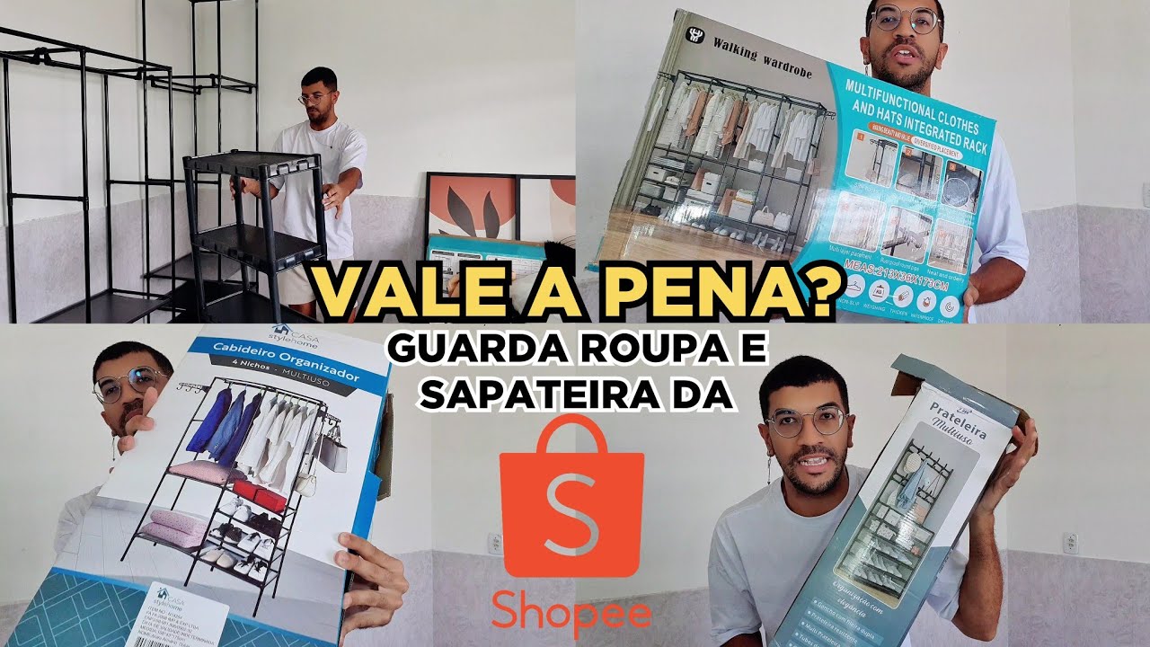 Comprei o Famoso Guarda Roupa da Shopee, Sapateira da Shopee e Uma Estante da Shopee!