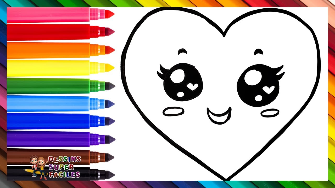 Dessiner Et Colorier Un Mignon Cœur Arc en ciel 🌈 Dessins Pour Enfants