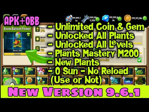 Plants Vs Zombies 2 Mod Apk 9.6.1 Unlock All Plants | PvZ2 Mod | All Premium Plants