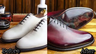 A Complete Dye TRANSFORMATION: Natural Crust Leather & Sole Dye Patina Tutorial-Carlos Santos