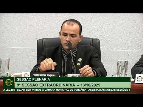 9° Sessão Extraordinária - 13/10/2025 | Câmara Municipal de Turvânia-GO