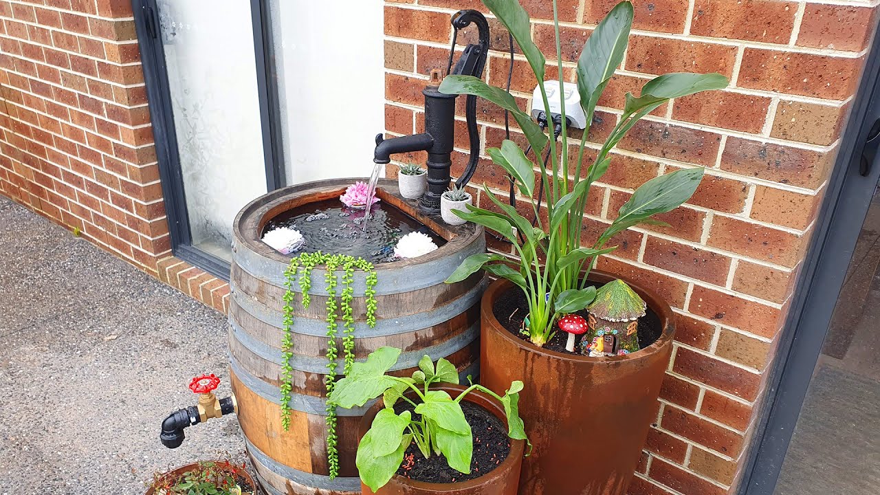 Relaxing Wine Barrel Water Feature / Pond DIY