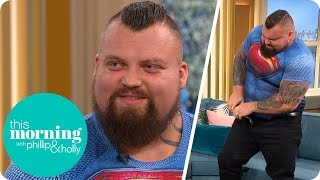 Strongman Eddie Hall Stuns Holly and Phillip by FOLDING Up a Frying Pan | This Morning video