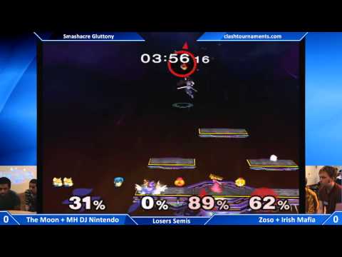 Smashacre Gluttony - MH DJ Nintendo + The Moon vs Irish Mafia + Zoso - Losers Semis - SSBM