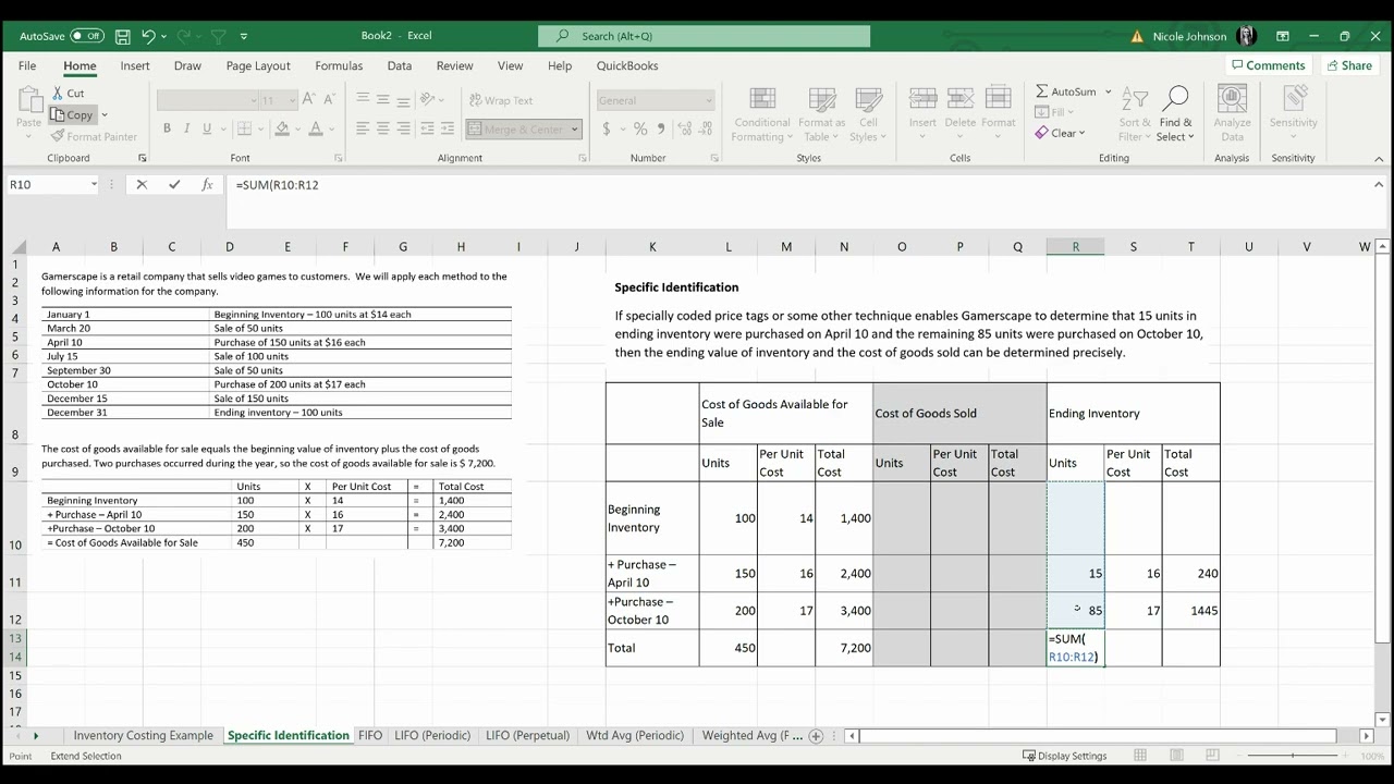 Inventory Costing Methods: Specific Identification