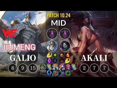 WE Jiumeng Galio vs Akali Mid - KR Patch 10.24