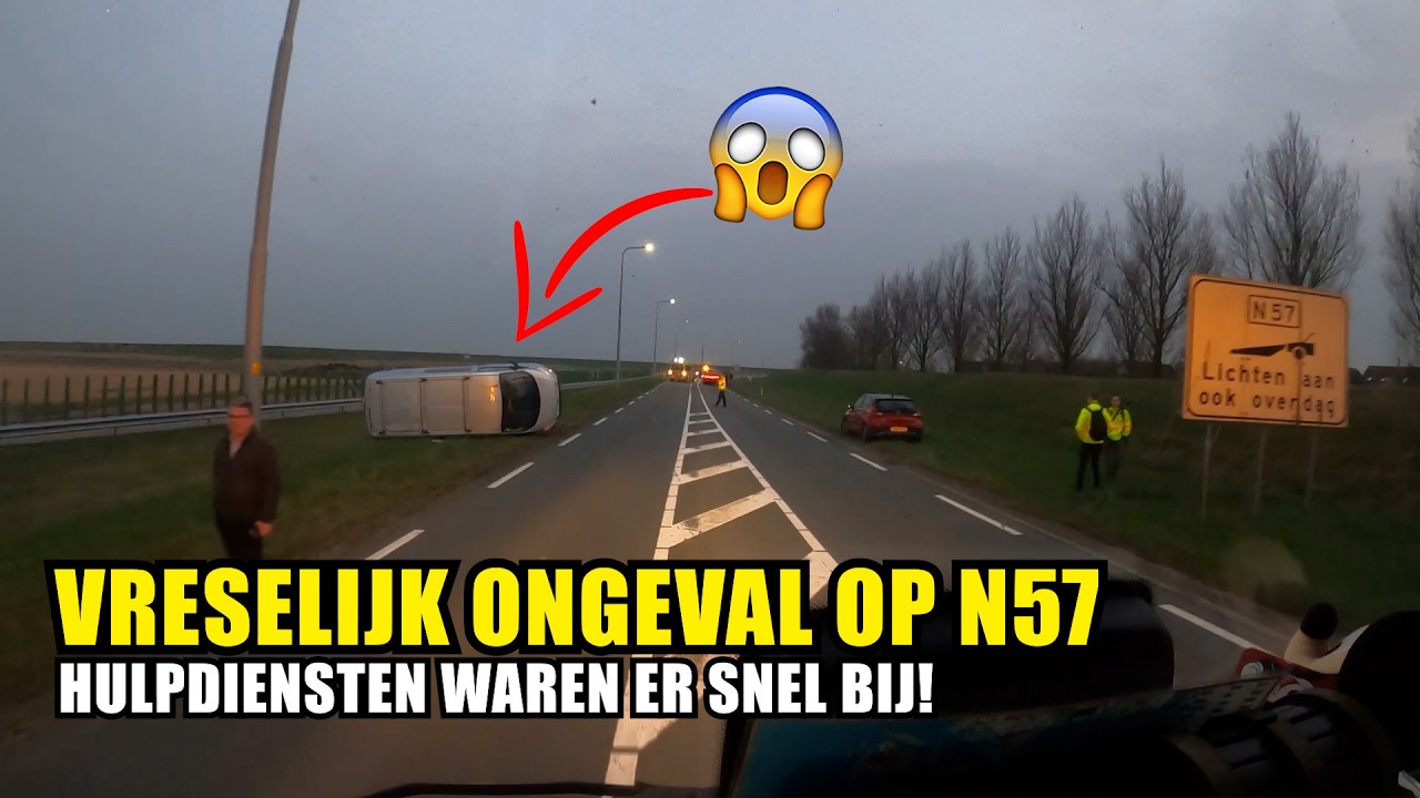 Vreselijk ongeval! Busje vliegt op zijn zij!