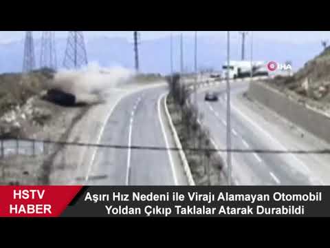 Aşırı Hız Nedeni ile Virajı Alamayan Otomobil Yoldan Çıkıp Taklalar Atarak Durabildi