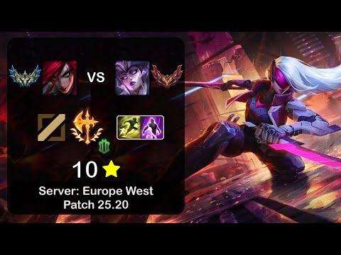 Katarina Mid vs Syndra - EUW Challenger - Patch 25.20