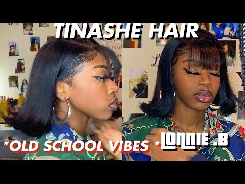 FLIPPED  BLUNT CUT & BANG| ft TINASHE BOB WIG | CUSTOMIZATION + INSTALL| LONNIE .B