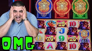 LARGEST JACKPOT On New BUFFALO TRIO Slot Machine- Casino Huge Win 