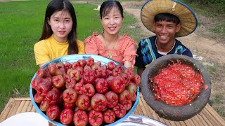 Eat Sour Bell Fruit With chili salt and pepper Very Delicious