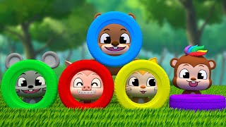 Download lagu 5 Tires Five Little Monkeys Jumping On The Be | ABC Songs For Kids More Nursery Rhymes | Super Lime mp3
