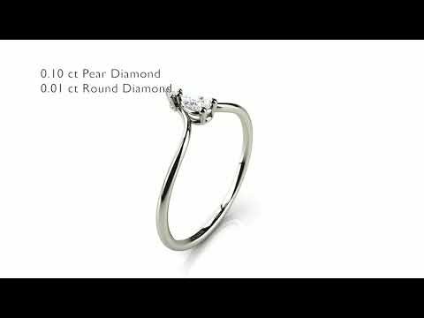 Minimal Pear Shaped Solitaire Diamond Engagement Ring