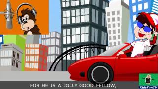 Animated Nursery Rhymes By Kids | He's A Jolly Good Fellow With Charlie Chimp | Lyrics By KidsFun TV