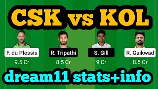 CSK vs KOL Dream11|CSK vs KKR Dream11|CSK vs KKR Dream11 Prediction|