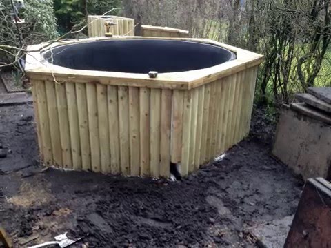 How to build Wooden Raised Koi Fish Pond Construction