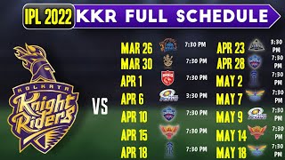 kkr match schedule 2022 | ipl 2022 schedule | kolkata knight riders schedule | kkr time table 2022