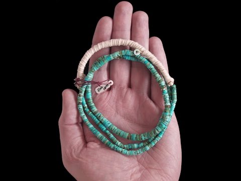 Santo Domingo Handmade Natural Gem Grade Blue Gem Turquoise Bead Necklace by Ray Lovato (#139)