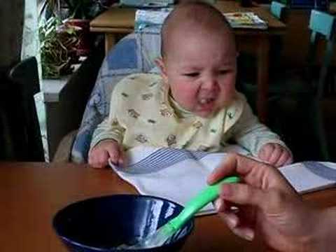 Funny, Baby eating "bad food"