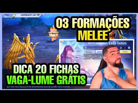 20 Fichas de Vaga-lume Não Perca e 03 Formações PvP Melee Aniversário - Saint Seiya Awakening