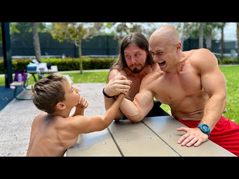 Little Hulk vs Bodybuilders in Epic Arm Wrestling Battle!