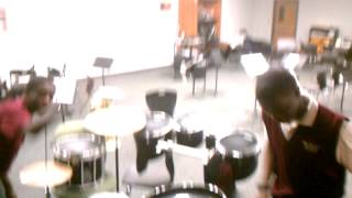 Unique drum set by bowman band students