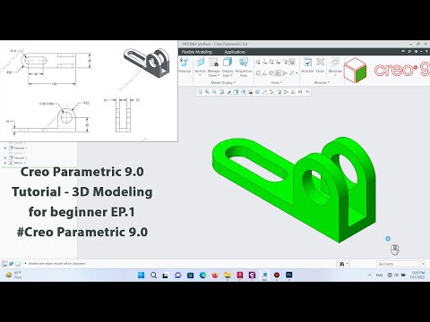 Creo Parametric 9.0 Tutorial - 3D Modeling for beginner EP.1