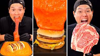 ASMR Cooking | Hot Cheetos Mozzarella Sticks, Wagyu Burger & Protein Pizza | Eating Sounds