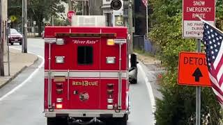 Piermont NY Rescue 13 Responding to a fire alarm activation from a tech Rescue 10/8/2025.