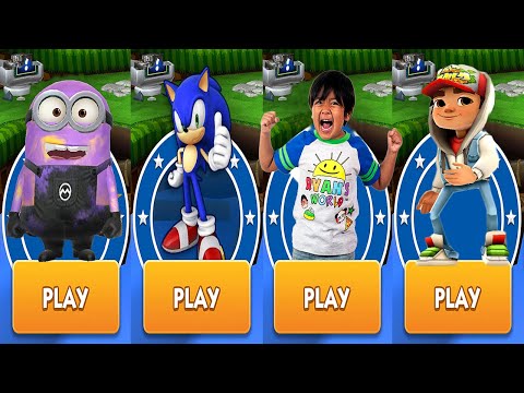 Sonic Dash vs Minion Rush vs Tag with Ryan vs Subway Surfers Android Gameplay HD