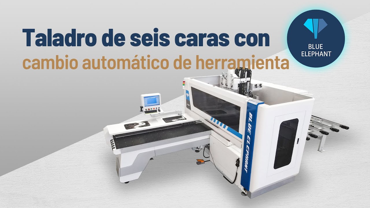 Taladradora CNC automática de seis lados ATC con cabezales de perforación en cuatro direcciones