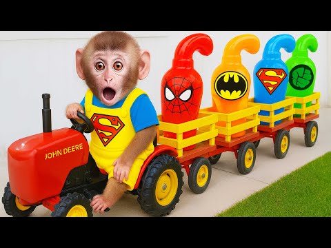 MONO BABA ESP va de compras y come fideos con huevos fritos | Bebé Mono