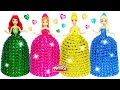 DIY Making Play Doh Super Sparkle Dresses for Disney Princess Miniature Dolls