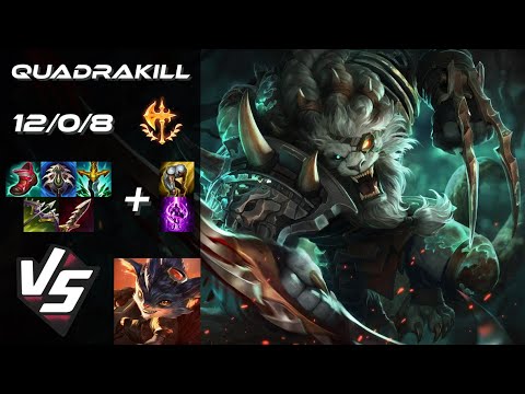 TOP Rengar vs Rumble [QUADRAKILL] - NA Grandmaster Patch 14.17