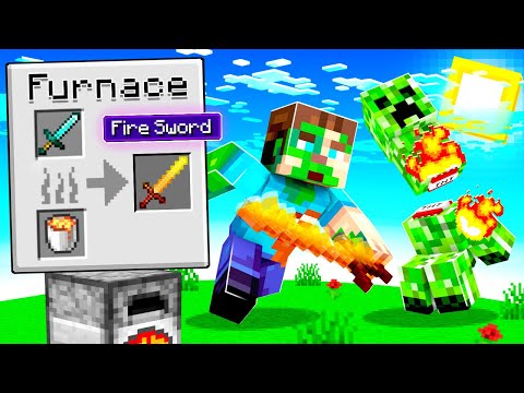 Crafting FIRE WEAPONS in MINECRAFT! (overpowered)