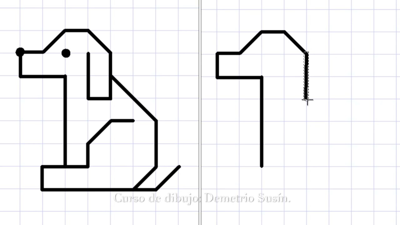 Dibujos sobre cuadrícula para niños, muy fácil. Drawing on grid for kids, easy.