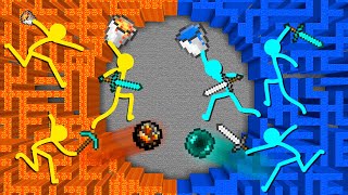 Stickman vs Minecraft Cartoon ~ LAVA vs WATER MAZE | Animation vs Minecraft Stick Man FIGHT