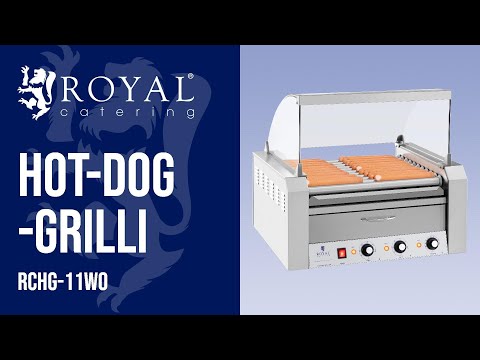 video - Hot-dog -grilli - 11 rullaa - lämpölokero - ruostumaton teräs