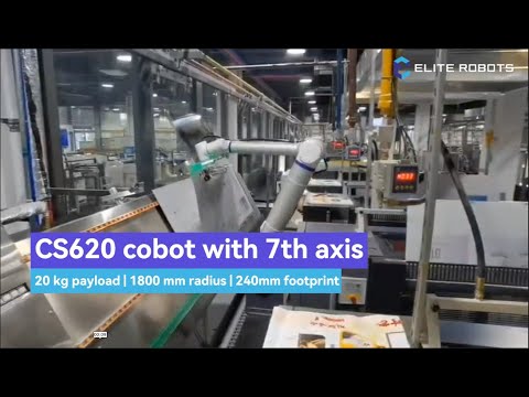 Elite Robots CS620 machine tending with 7 axis - commercial printing plant