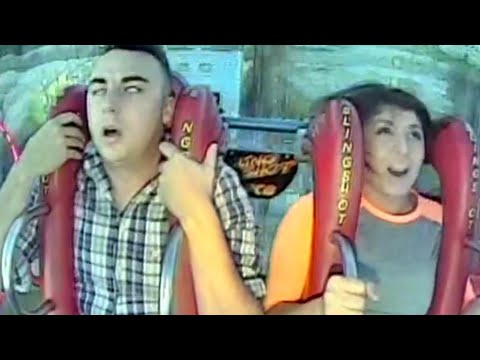 Guy Continuously Passes Out on Sling shot Ride