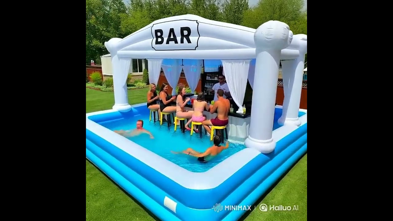 New Design Customized Outdoor Swimming Pool Water bar Inflatable Pool bar Tent for Backyard