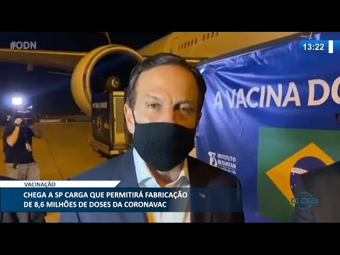 Brasil recebe o princípio ativo da Coronavac para produção de 8,6 Milhões de doses 04 02 2021