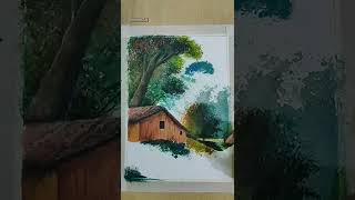 Painting by dish washer😀| Beautiful easy painting|  #shorts #art #painting #nature #drawing #paint