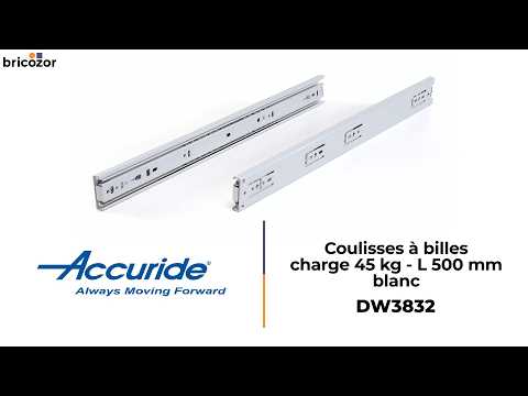 Coulisses à billes 3832 - charge 45 kg - sortie totale - blanc ACCURIDE